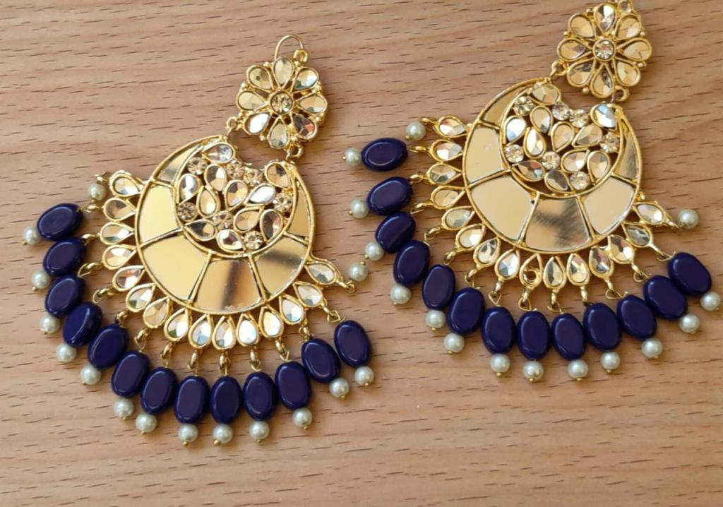 Blue Kundan Style Earrings
