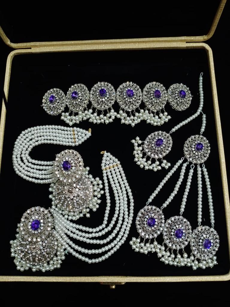 Blue Silver Plated Choker Set 