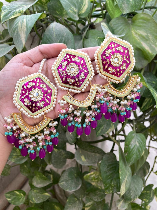 Bridal Earrings with Matching Tikka