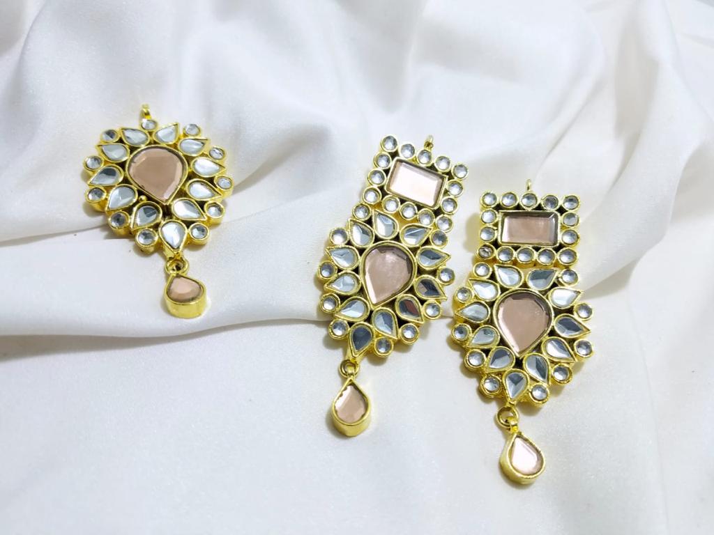 Champagne Earrings With Tikka Online