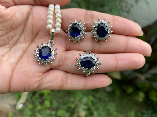 Cubic Zircon Pendant Set