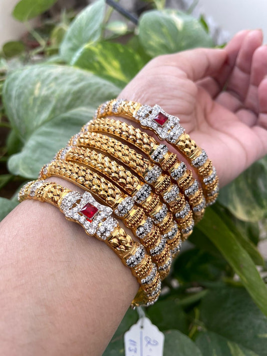 Designer Gold Plated Zircon Bangles