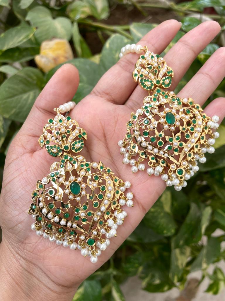 Emerald Unique Wedding Earrings Pakistan with Price