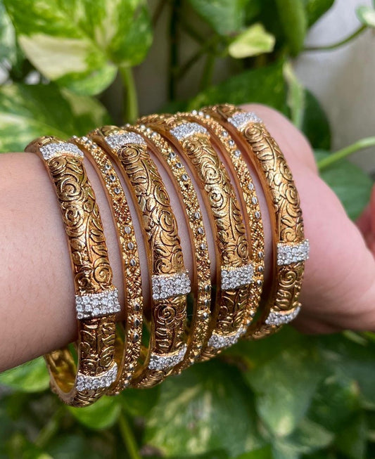 Gold plated bangles set designs in pakistan