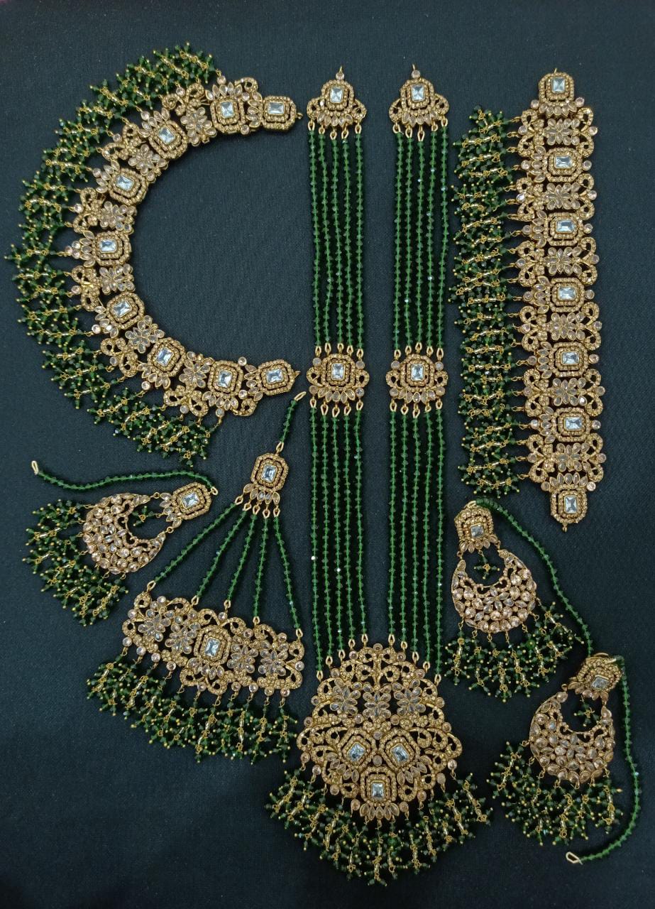 Green- Gold Bridal Jewelry Pakistani