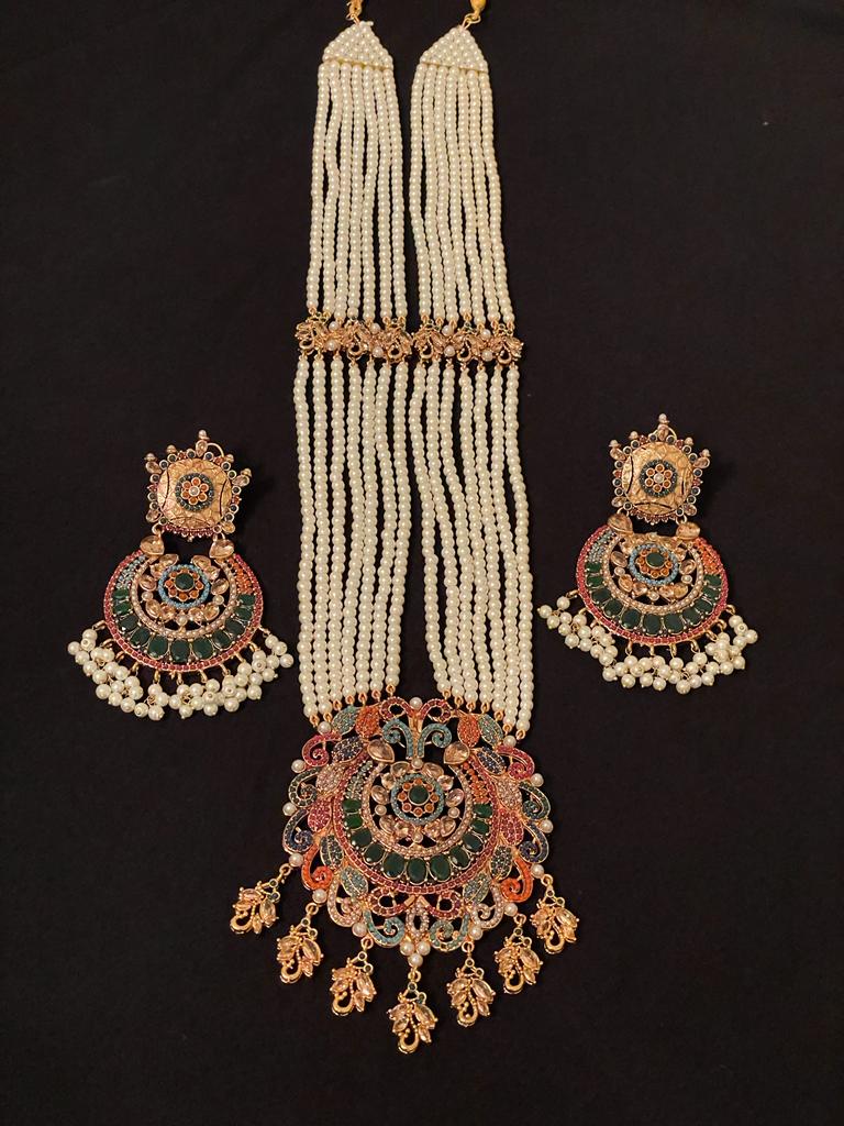 Green Mala set with Earrings