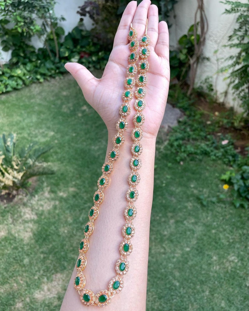 Green Stone Mala Necklace Design