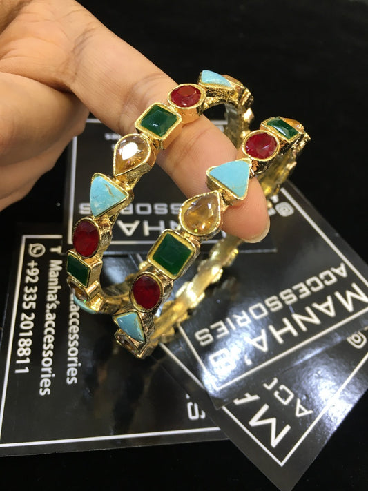 Kundan Bangles Design in Gold