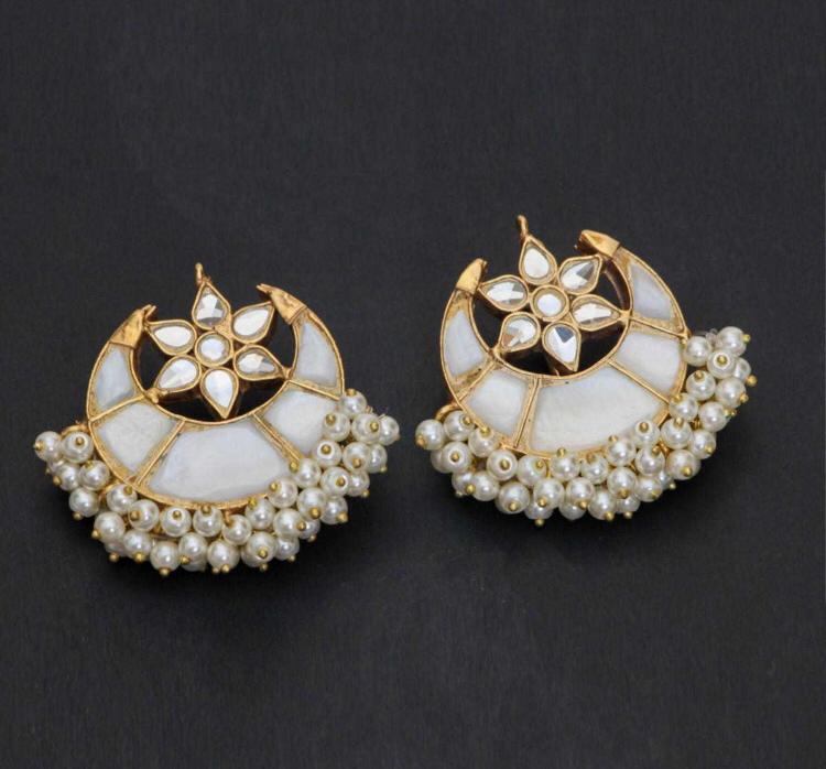 Kundan Chand Bali Earrings