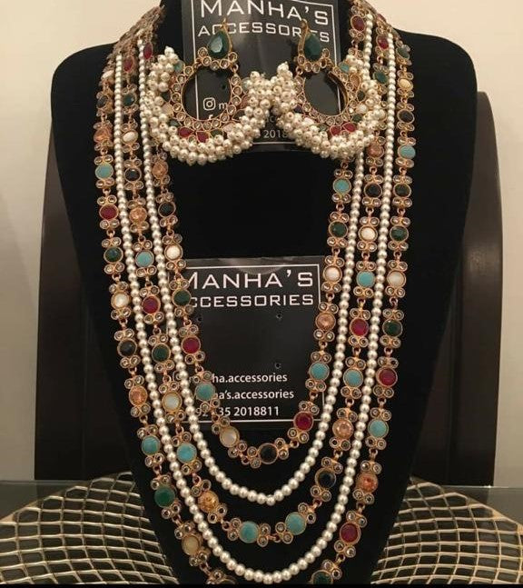 Mala Set with Earrings Design Gold