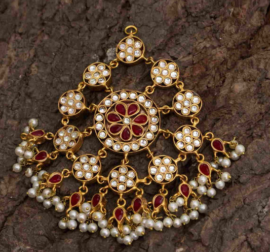 Maroon Jhumar Design Gold