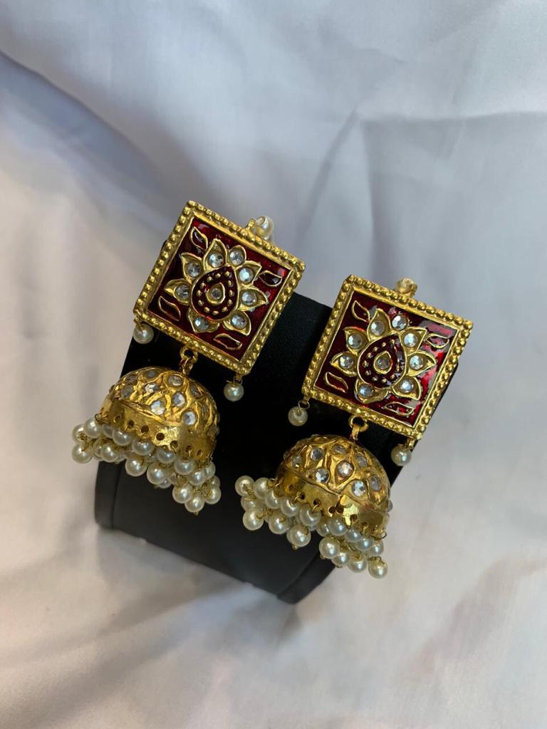 Maroon Kundan Earrings With Price