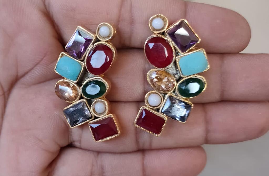 Multi Artificial Kundan Earrings Online