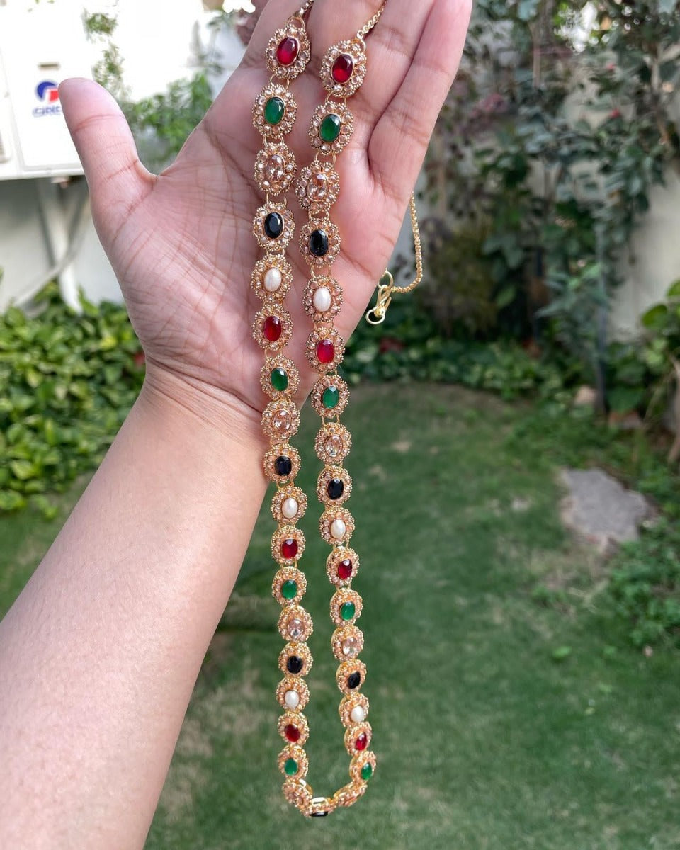 Multi Stone long Mala Necklace Design