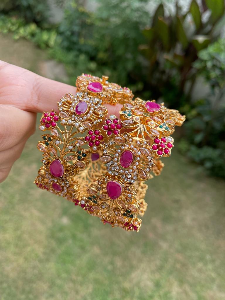 Multi color Gold Plated Bangles Online Shopping in Pakistan