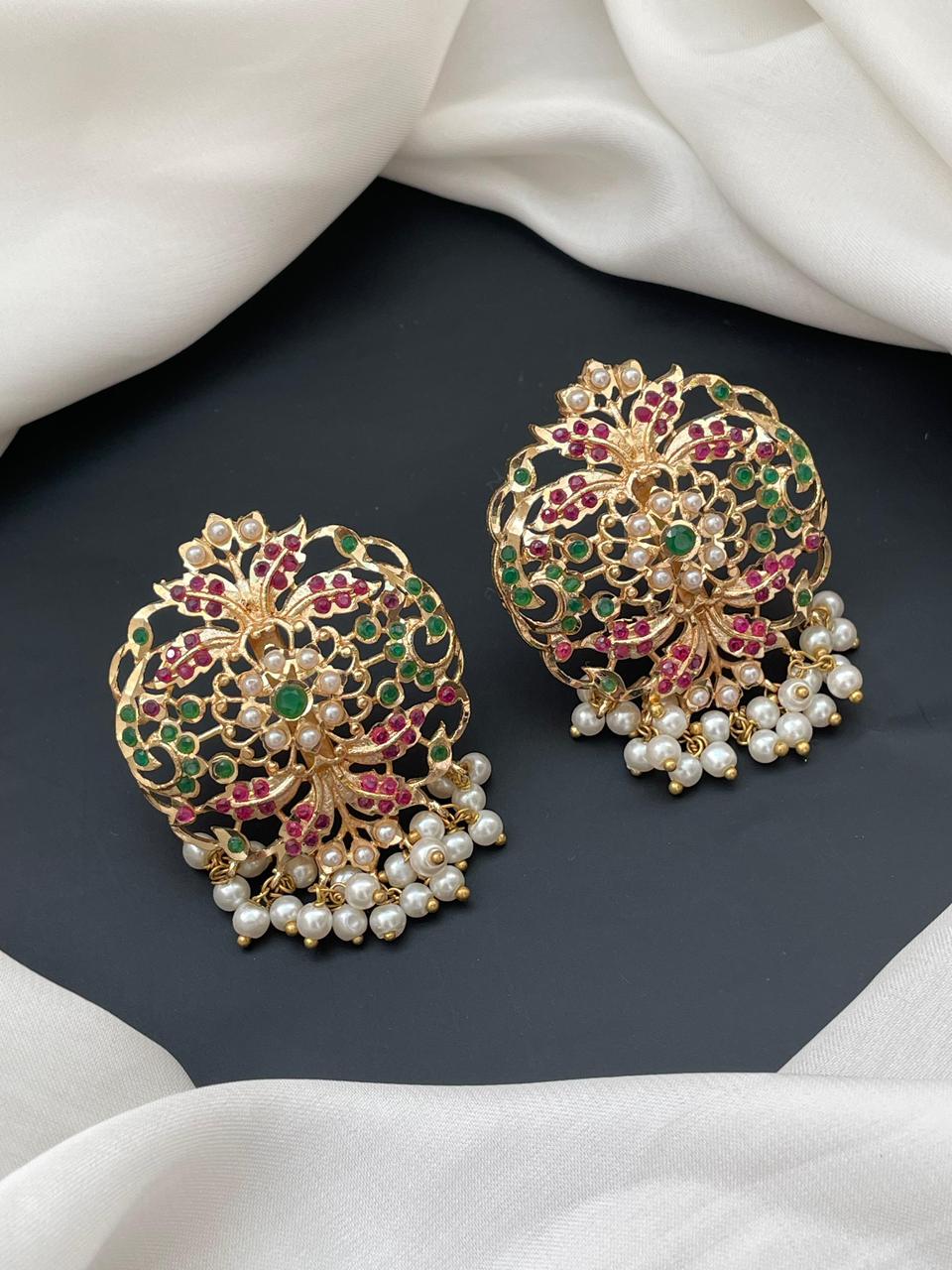 Multicolor Gold Plated Stud Earrings for Women