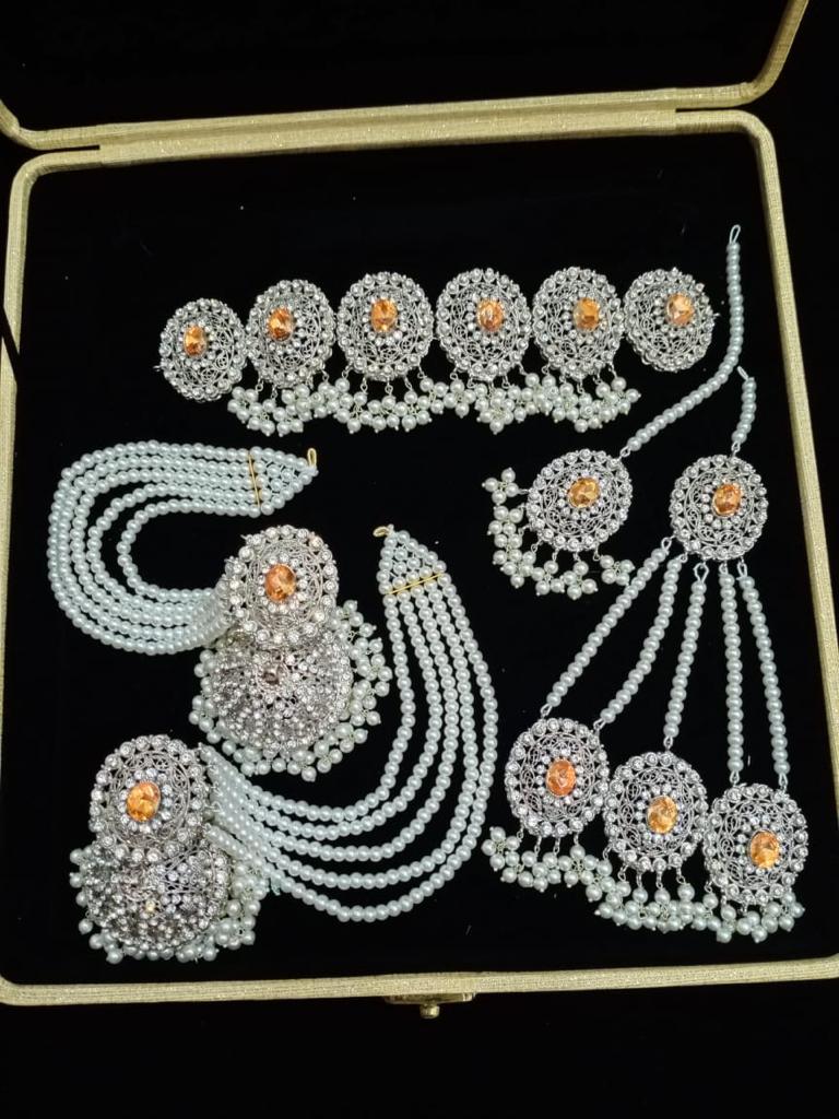 Orange Silver Plated Choker Set 