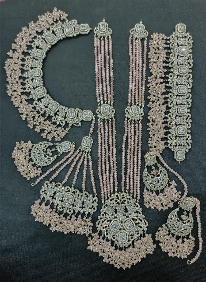 Pink- Silver Bridal Jewelry Pakistani