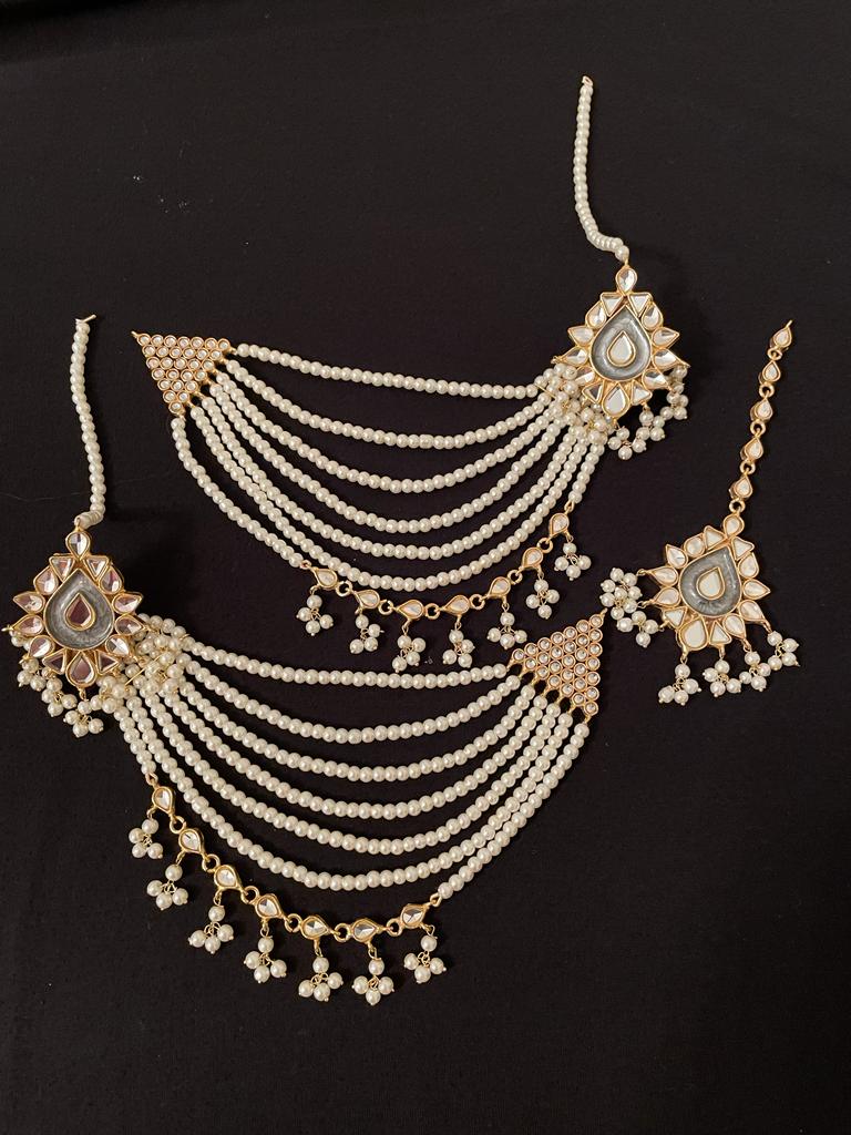 Punjabi Meena Maang Tikka with Earrings