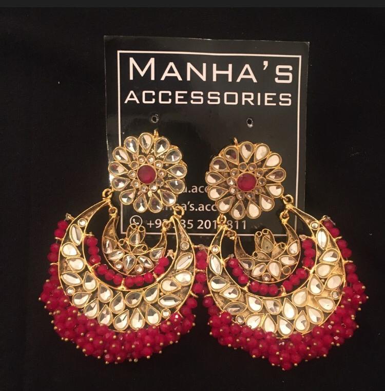 Red Kundan Earrings Lahore