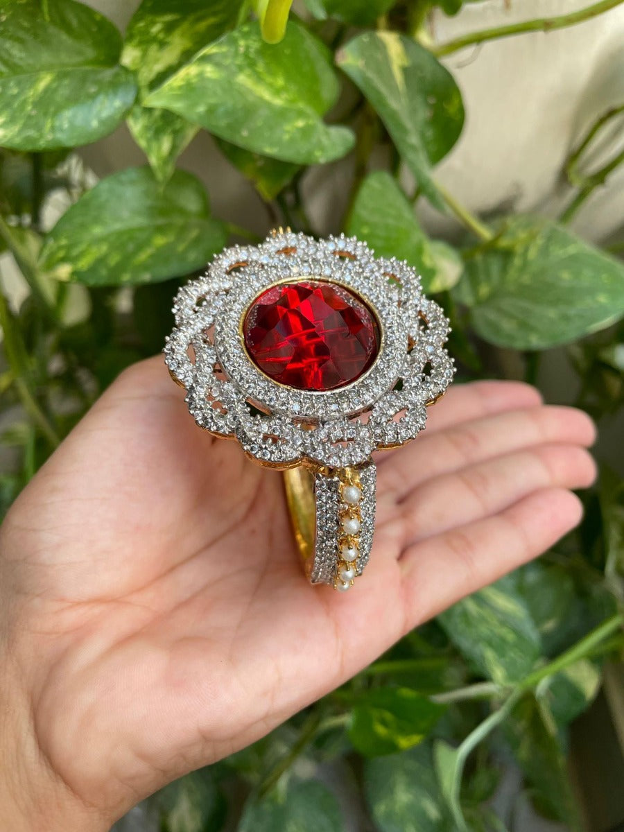 Red Stone Zircon Openable Bangle