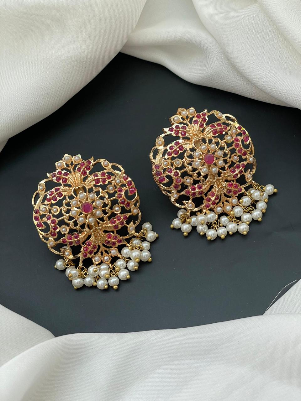 Ruby Gold Plated Stud Earrings for Women