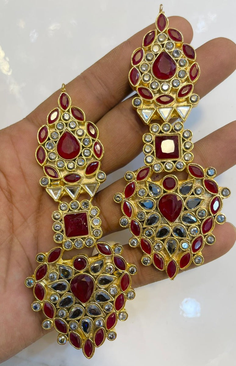 Ruby Kundan Earrings Latest Designs