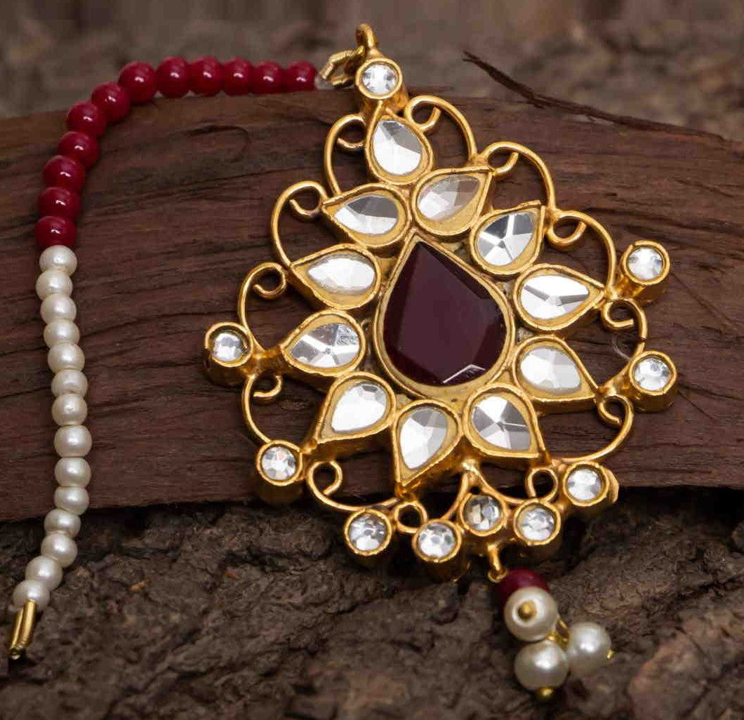 Ruby Maang Tikka Design for Bride