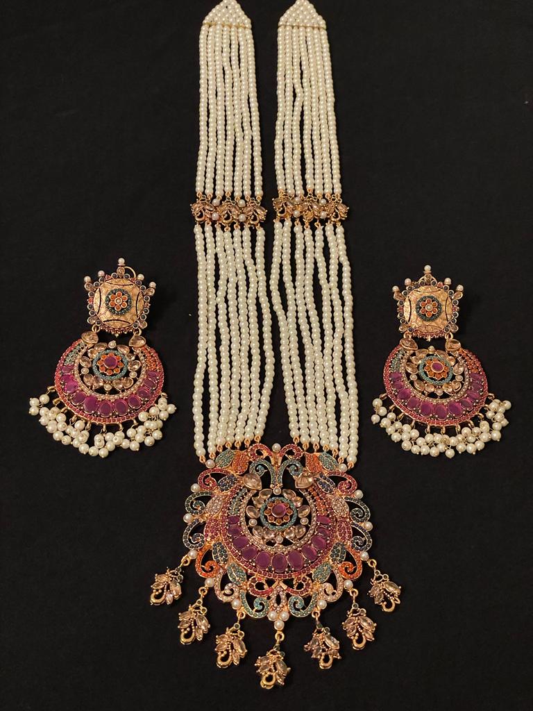 Ruby Mala set with Earrings