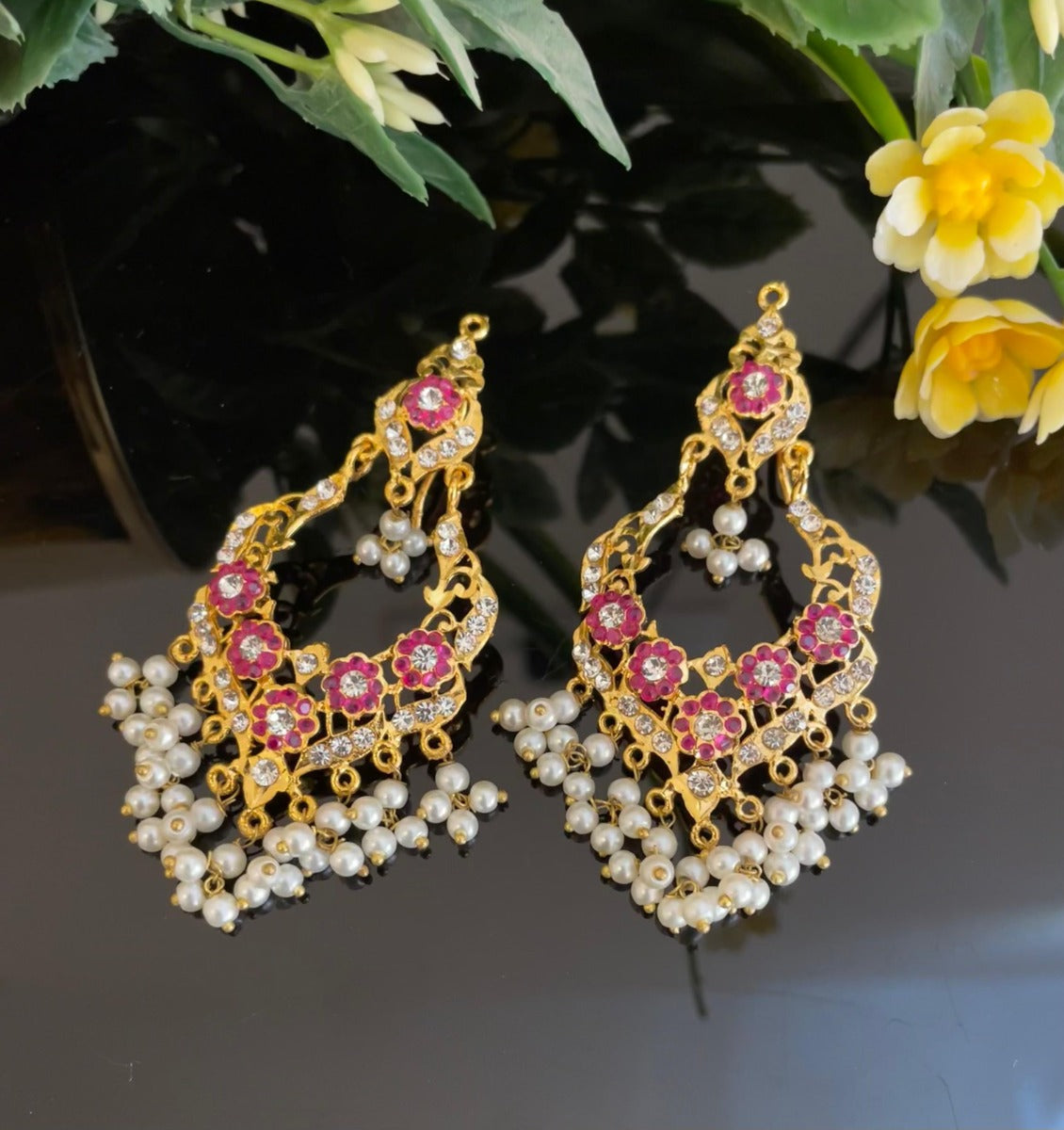 Ruby Women Earrings Gold Pakistan
