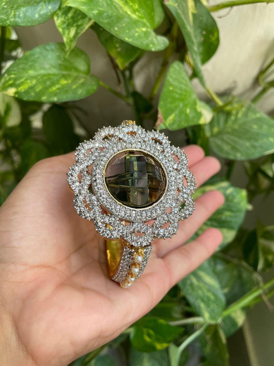 Silver Zircon Openable Bangle