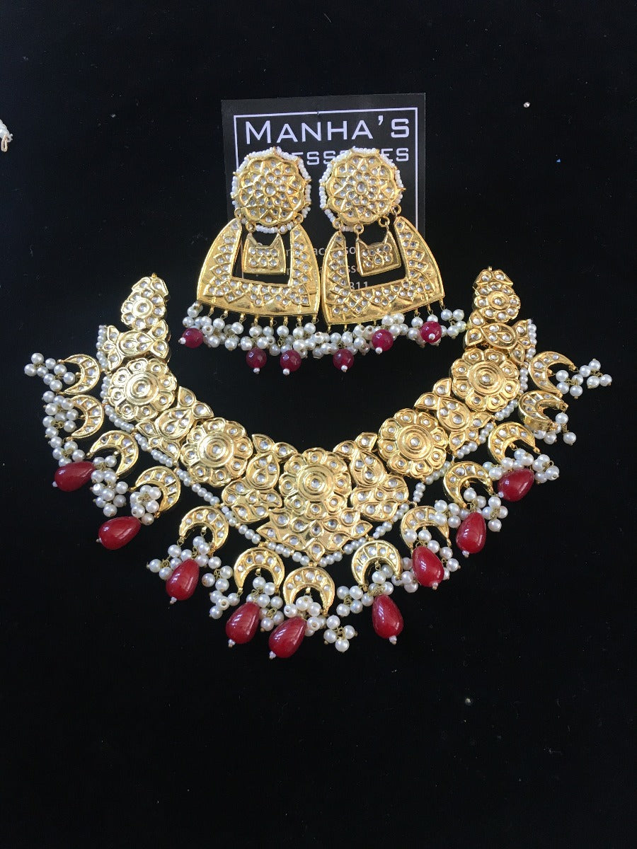 Thappa Kundan Bridal Necklace Set 