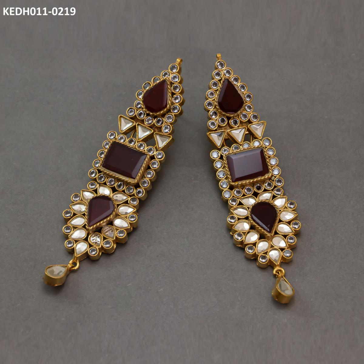 Maroon Traditional Earrings Online 