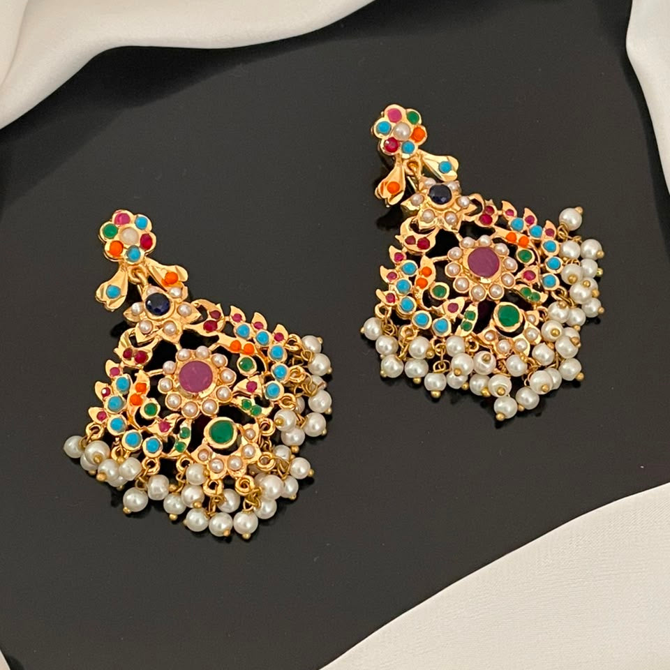 Traditional Multistone Ethnic Earrings