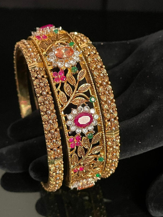 Bangles set designer gold plated 