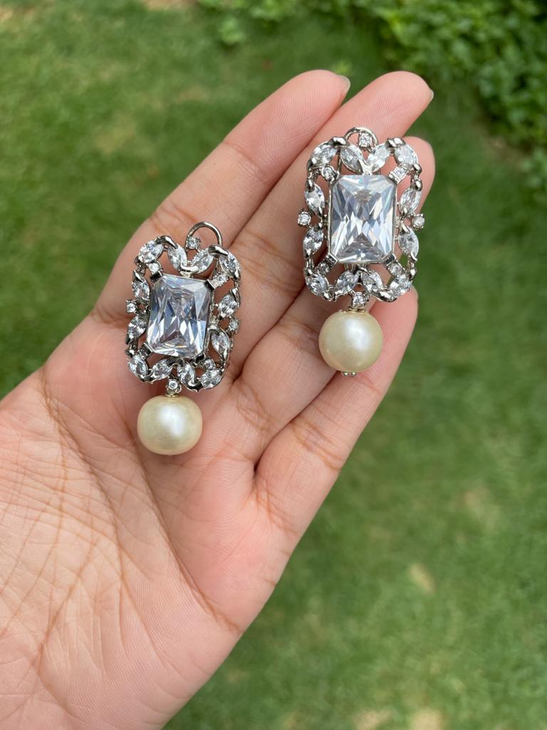 White Drop Earrings