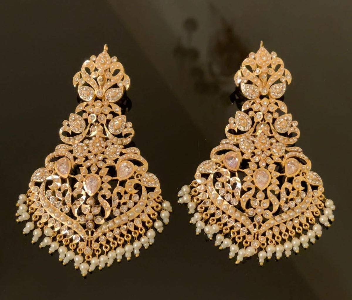 White Hyderabadi Earrings