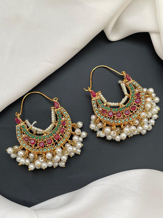 Women Latest Chandbali Designs in Gold Polish
