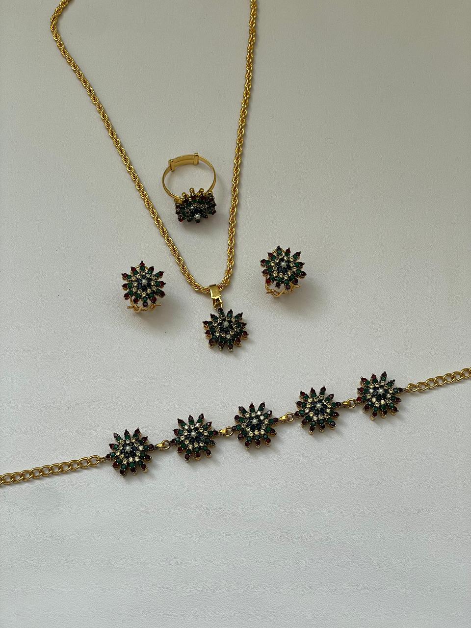 Multicolor pendant set with bracelet pakistan