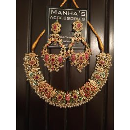 Nauratan Jewellery NAURATAN NECKLACE SET WITH BALI EARRINGS