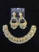 LIGHT BLUE NAURATAN NECKLACE SET WITH BALI STYLE EARRINGS