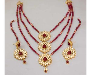 3 LAYERED KUNDAN NECKLACE SET 