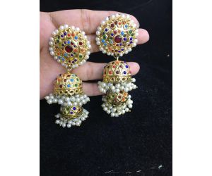 ANTIQUE STYLE THAPPA KUNDAN JHUMKA